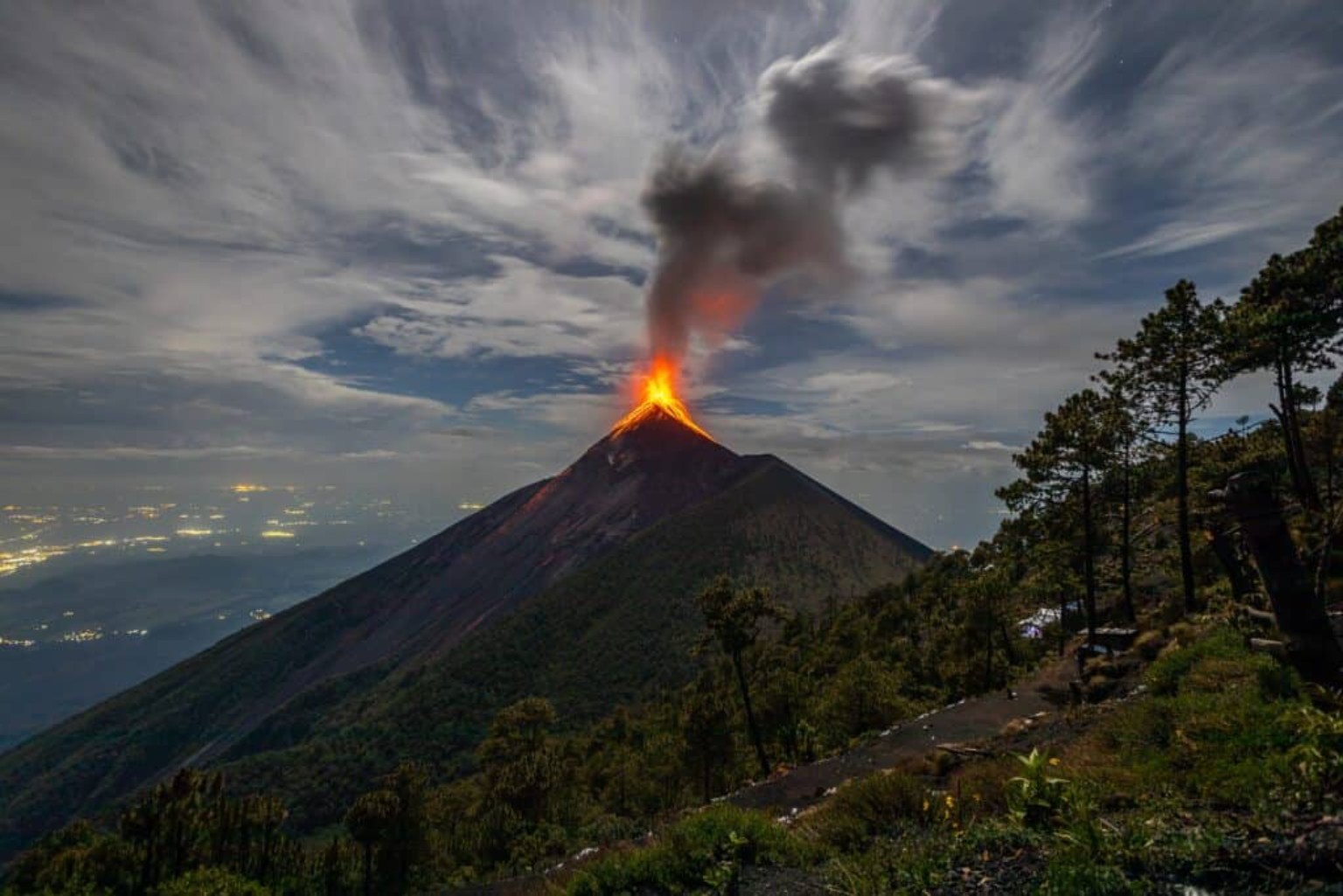 Volcán de Fuego en erupción